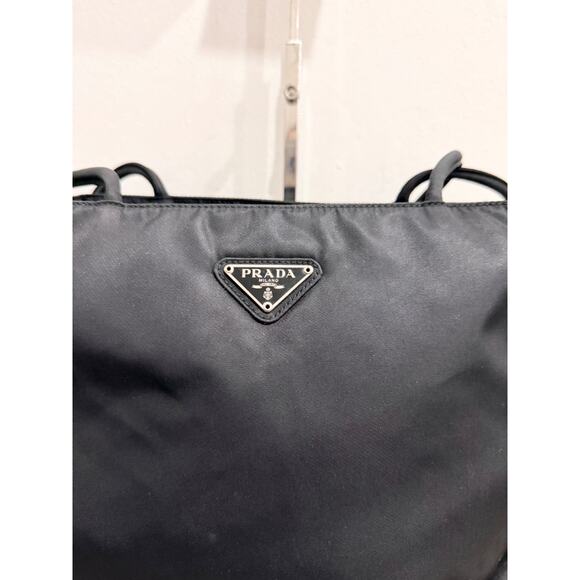 Prada Tessuto Nylon Shoulder Handbag with Zip Closure Black - Picture 9 of 11